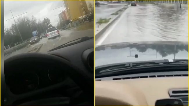 Përmbytet Durrësi/ Shirat e dendur shkaktojnë përmbytje…