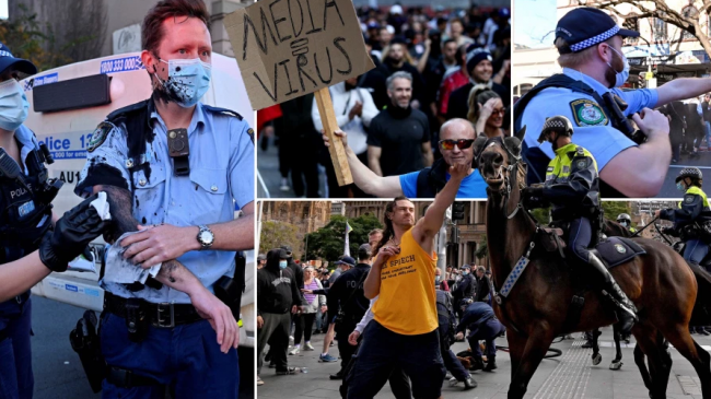 Pamje dramatike nga protestat anti-kufizime në Sydney,…