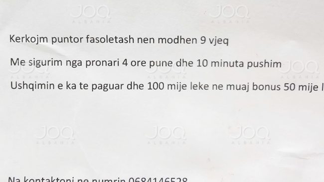 “9-vjeçarët kërkohen për të shitur facoleta, rroga&hellip;