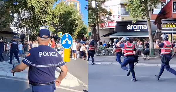 Momenti i rëndë: Polici godet me shkop&hellip;