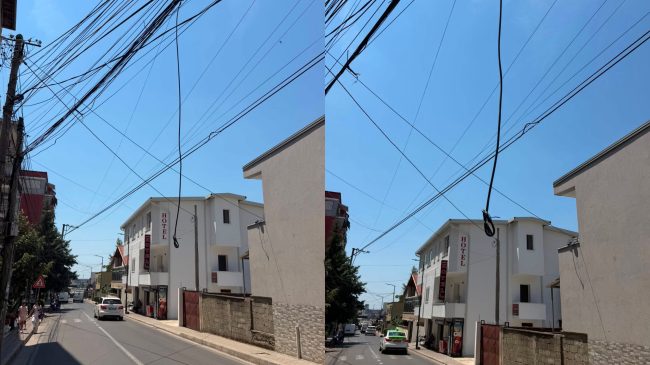 Kabllo elektrikë të varura në mes të&hellip;