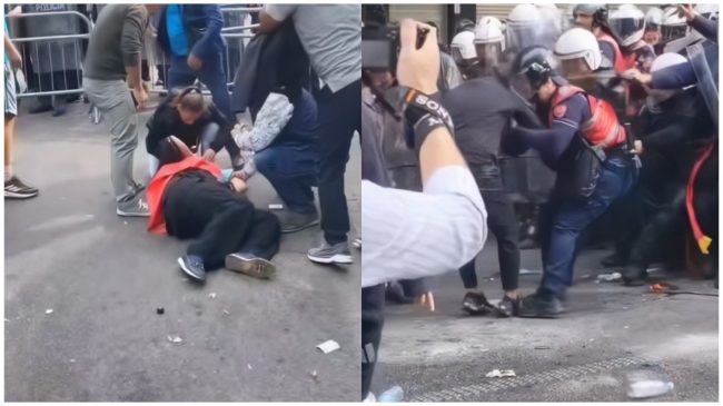 Policia mbyt me gaz dhe spraj protestuesit,&hellip;