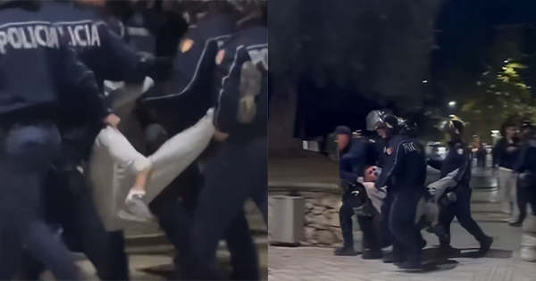 Protestuesi pa ndjenja tërhiqet nga policia, britmat&hellip;